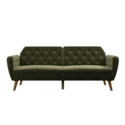 Tallulah Sofa Bed with Memory Foam in Velvet Green Green GREEN Three Seater