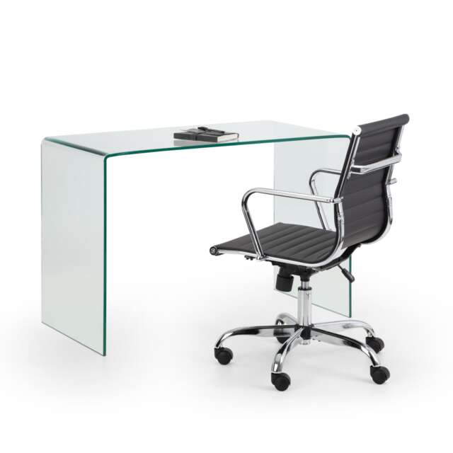 Signature Montrose Desk with Executive Calder Office Chair in Clear Glass