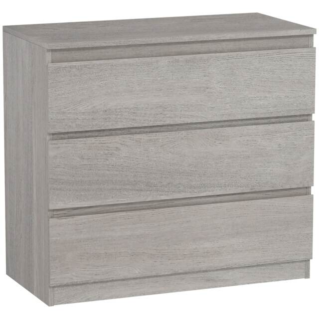 HOMCOM Chest of Drawers, 3 Drawer Storage Cabinet Unit for Bedroom, Grey Grey