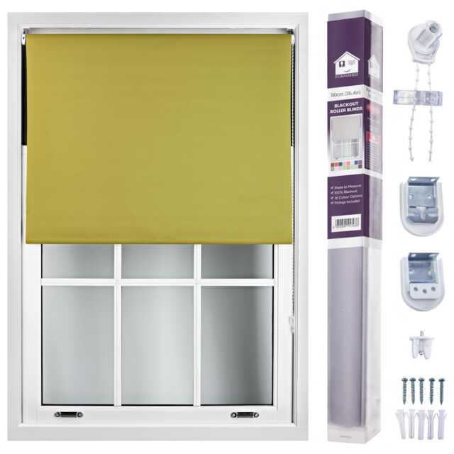 FURNISHED Made to Measure Blackout Blinds Easy Fit UV Protection Insulated Window Shade (W)90cm x (L)210cm Green Green (W) 90cm x (L) 210cm