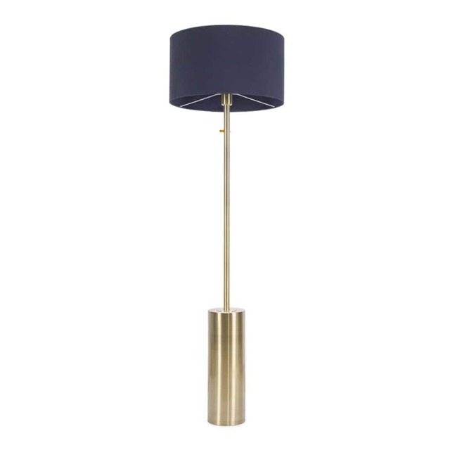 ValueLights Lexy Antique Brass Dimmable Floor Lamp Navy Shade Blue