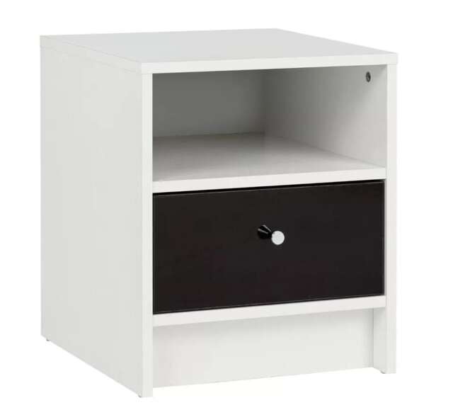 Malibu Compact Bedside Cabinet with Side Table Storage White White & Set of 1 1