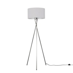 ValueLights Camden Chrome Tripod Floor Lamp Grey Shade and Bulb