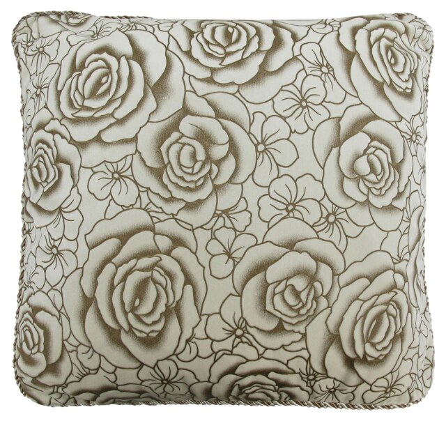 Flock Rose Cushion - 43cm x 43cm White