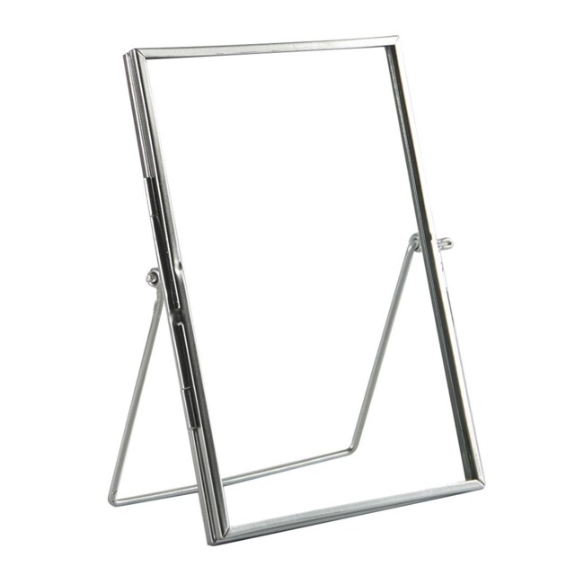 "Nicola Spring Standing Metal Photo Frames - Picture Frame Freestanding Frame Display Poster Frame - Set of 2 Silver Silver 5"" x 7"""