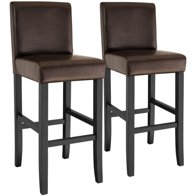 Bar Stools with a padded backrest and faux leather cover Brown brown 41 x 40 x 107 cm 2