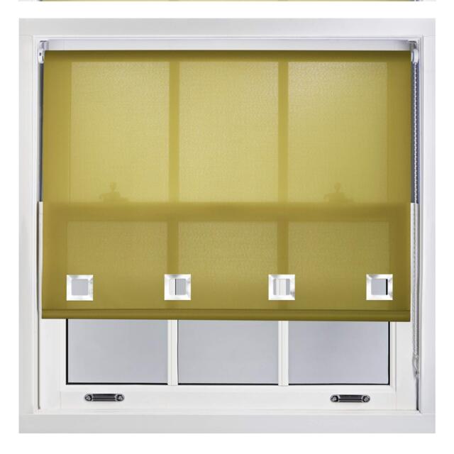 FURNISHED Daylight Roller Blinds with Large Eyelets Cut to Size Sheer Fabric Green Green (W) 240cm x (L) 165cm