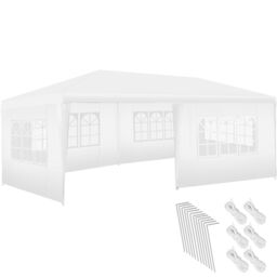Gazebo Novara with 5 side panels, water-resistant, 6x3m White white 600 x 300 x 250 cm 1
