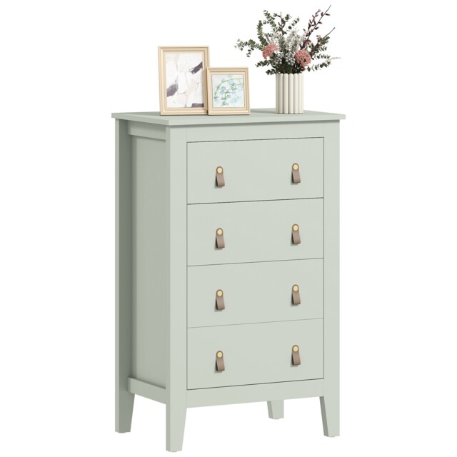 HOMCOM Bedroom Chest of Drawers, Modern 4 Drawer Dresser, Green Green
