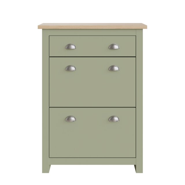 Lancaster 2 Door 1 Drawer Shoe Cabinet Green Sage Green