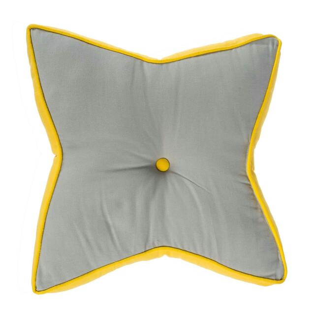 Homescapes Grey and Yellow Star Floor Cushion Grey Grey & Yellow 48 x 70 cm