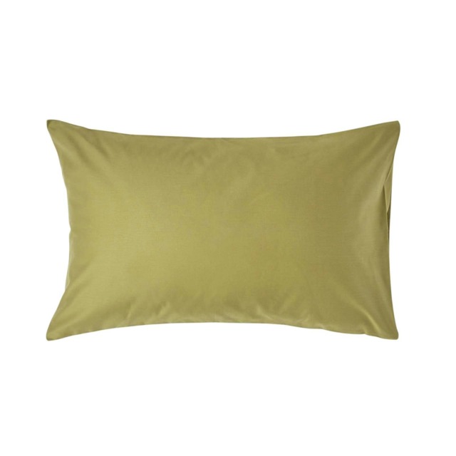 Homescapes Olive Green Cotton Housewife Pillowcase 1000 TC - Standard Size Green Standard
