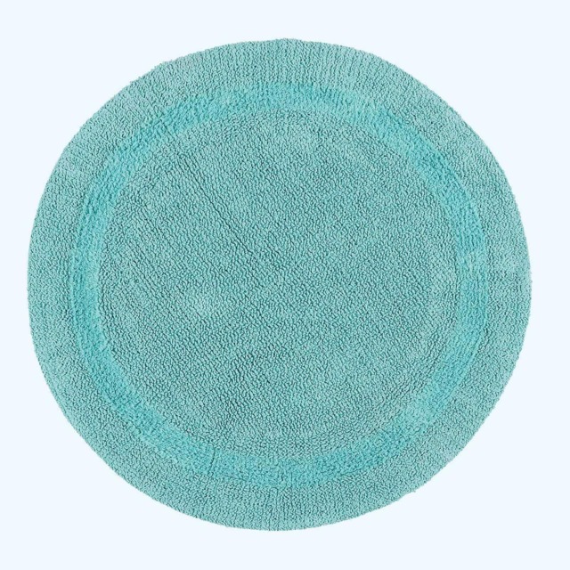 Homescapes Luxury Reversible Round Bath Mat - Aqua Blue Aqua