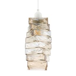Sleek Gold Tinted Pendant Light Shade with Staggered Rectangular Body