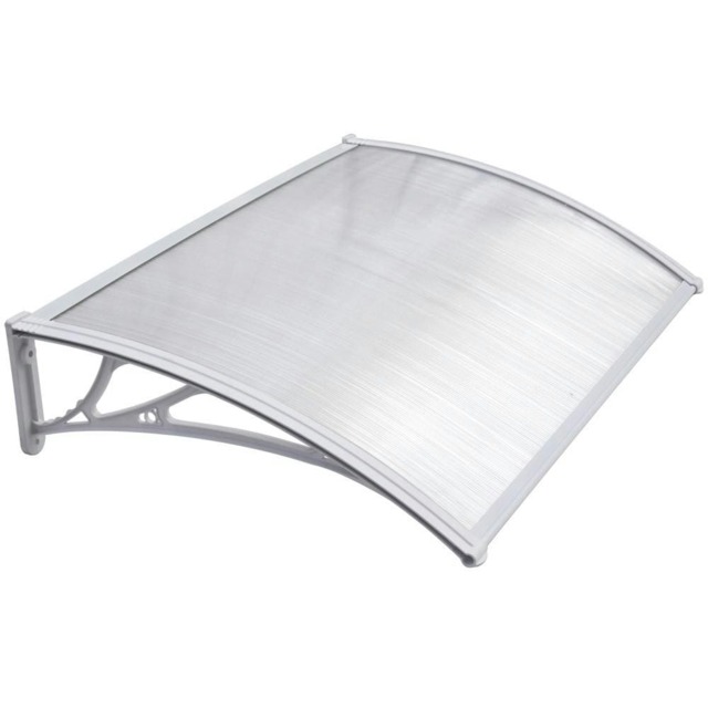 Yaheetech 120 cm x 76 cm Front Door Canopy Outdoor Awning Black White 1