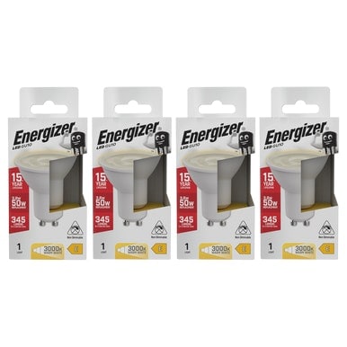 Energizer LED GU10 345lm 3.6W 3000K (Warm White) Light Bulb - Pack of 4