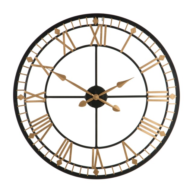 Interiors By Premier Durable Black And Gold Metal Wall Clock, Stylish Large Wall For Livingroom, Functional Bedroom Large Clock Gold