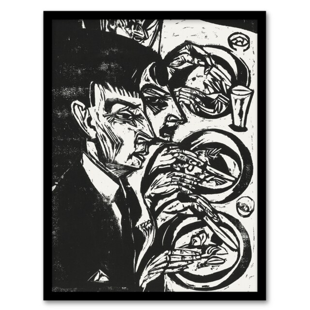 "Anxious Nervous People at Dinner Kirchner Framed Wall Art Print 12X16"""