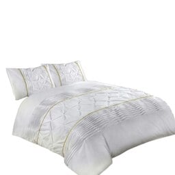 Duvet Cover And Pillowcase Set Silver Black Red Lilac White Pintuck Pleated Design Polycotton Linen White White Single