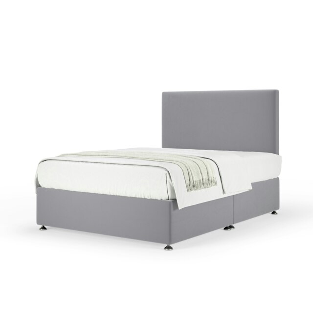 Majestic 1000 Pocket Sprung Silver Plush Velvet Divan Set And Valencia Headboard Single