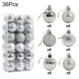 Living and Home 36Pcs Xmas Ball Ornament Christmas Tree Deluxe Bauble Set- Silver