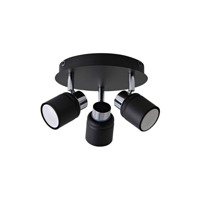 ValueLights Benton Black Round Ceiling Spotlight and Warm White Bulbs