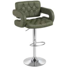HOMCOM Adjustable Height Barstool Steel Pole PU Leather, Green