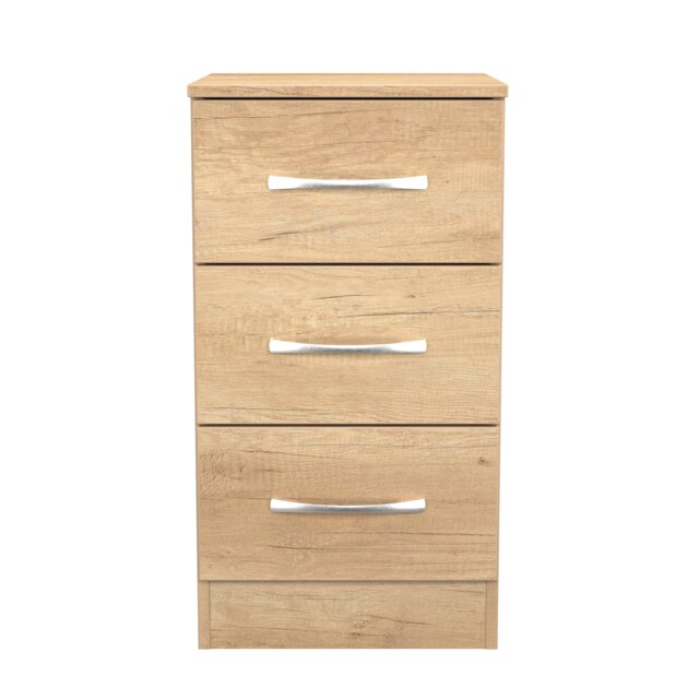 Hampshire 3 Drawer Bedside Cabinet in Nebraska Oak (Ready Assembled) Brown Nebraska Oak