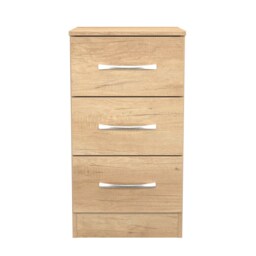 Hampshire 3 Drawer Bedside Cabinet in Nebraska Oak (Ready Assembled) Brown Nebraska Oak