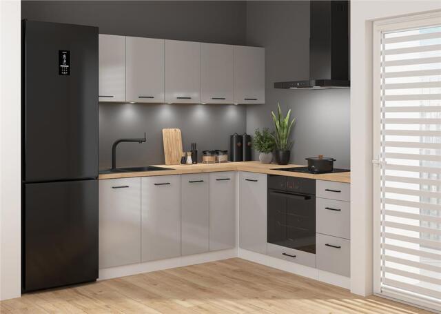 Kitchen Wall Unit Cabinet 400mm Cupboard Light Grey Gloss L R 40cm Door Junona