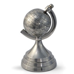 Homescapes Decorative Aluminium World Globe Ornament Silver