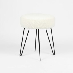 OHS Boucle Fleece Hairpin Foot Rest Dressing Table Vanity Stool Seat - White