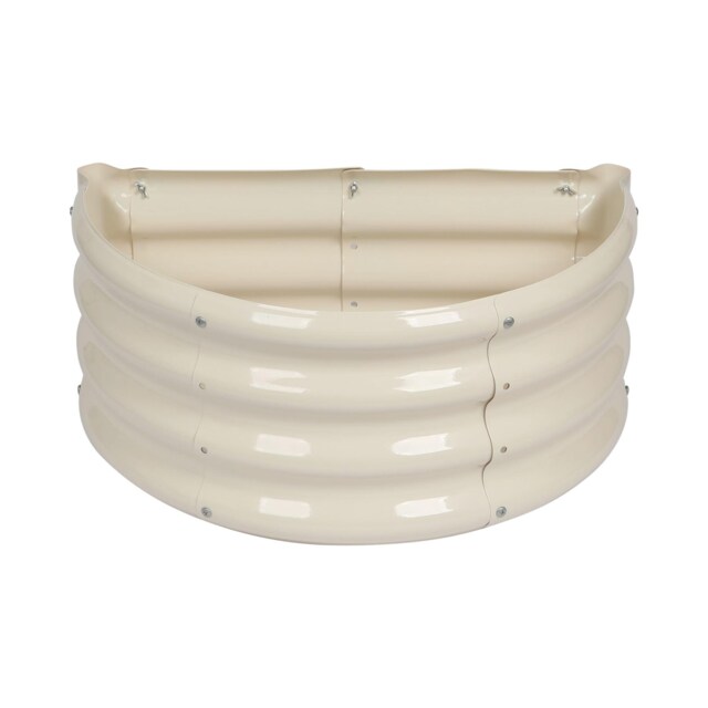 Harbour Housewares Raised Garden Bed - Ivory Semi-Circle Bottomless Galvanised Steel Metal Planter Box 60 x 30cm