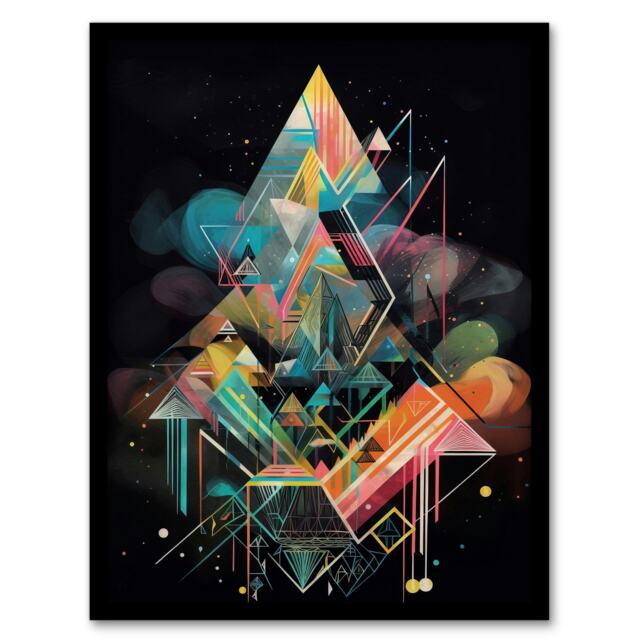 Shape My Soul Fractal Enlightenment Abstract Black Framed Wall Art Print A4
