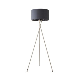 ValueLights Camden Brushed Chrome Tripod Floor Lamp Charcoal Shade Grey