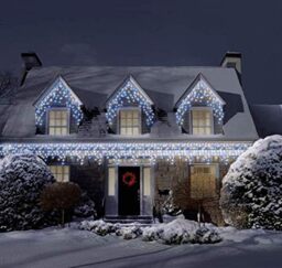 10m/33ft Blue & Bright White Connectable Icicle Lights 336 MAINS LEDs 8 Settings Memory & Timer Outdoor Weatherproof Christmas