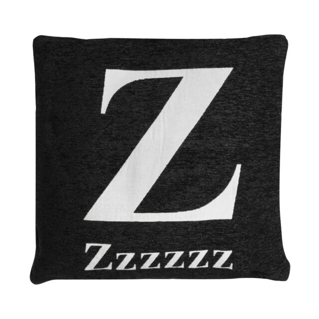 Words 'Zzzzzz' Black Cushion Black