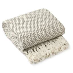 "Chevron Collection Recycled Cotton Throw in Taupe (50"" x 60"")"