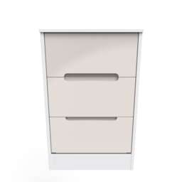 Bristol 3 Drawer Bedside Cabinet in Kashmir Gloss & White Matt (Ready Assembled) Cream Kashmir Gloss & White Matt
