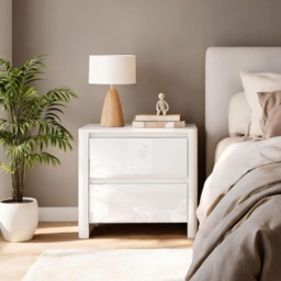 Ardenza White High Gloss 2 Drawer Bedside Cabinet Bedroom Storage Unit