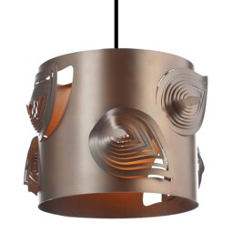 Matte Bronze Solid Metal Easy Fit Pendant Shade with Laser Cut Leaves