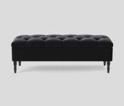Alyana 180cm Wide Tufted Rectangle Ottoman Storage Bench - Upholstery Velvet Shoe Bench with Turned Wooden Legs