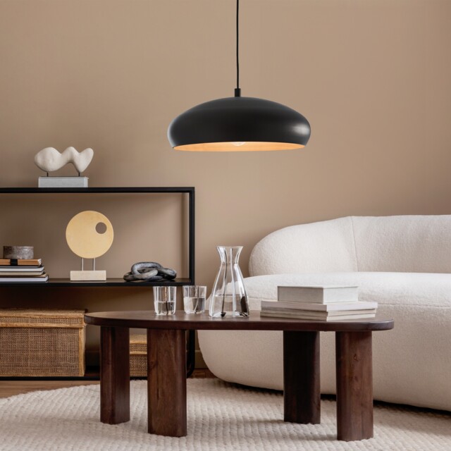 EGLO Mogano 1 Vintage Steel Black And Copper Single Pendant Light