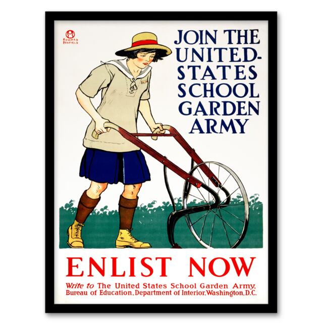 Edward Penfield Framed Wall Art United States School Garden Army Home Décor