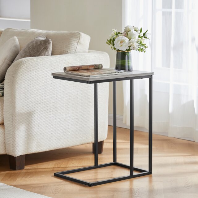 Vida Designs Brooklyn Side Table Industrial Sofa Bedside Table, Grey