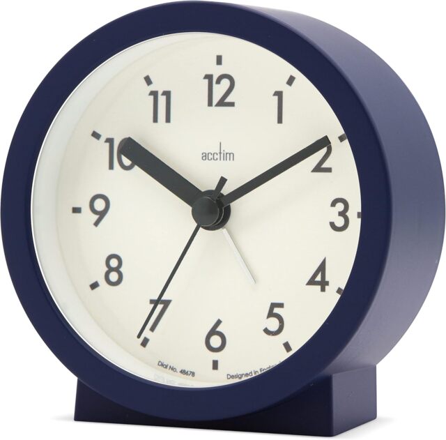 Acctim Gaby Small Analogue Contemporary Bedside Alarm Clock Blue Midnight