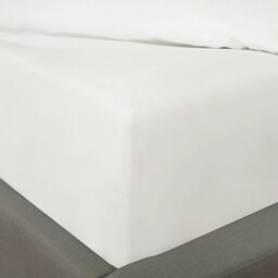 OHS 100% Luxury Plain Dyed 30cm Deep Fitted Bed Sheet, Single - White