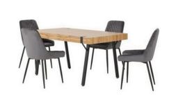Treviso Dining Set with Avery Chairs - Light Oak Effect - Black - Grey Velvet Grey 5