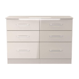 Lyon 6 Drawer Wide Chest of Drawers in Kashmir Gloss & Kashmir (Ready Assembled) Cream Kashmir Gloss & Kashmir