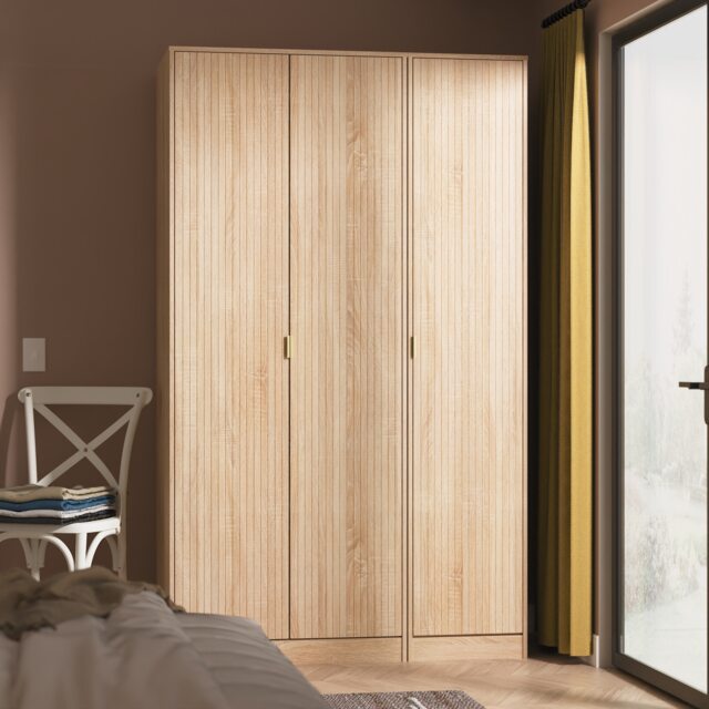 Denver Tall Triple Wardrobe in Bardolino Oak (Ready Assembled) Brown Bardolino Oak